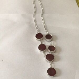 Elegant Silver and Red Mozambique garnet Necklace